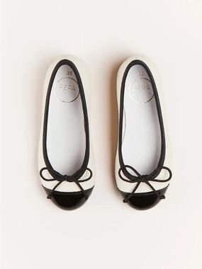 Peppa London Patent Toe Ballerina Flats Cream Black Size 27 (US 10) Leather NWOT
